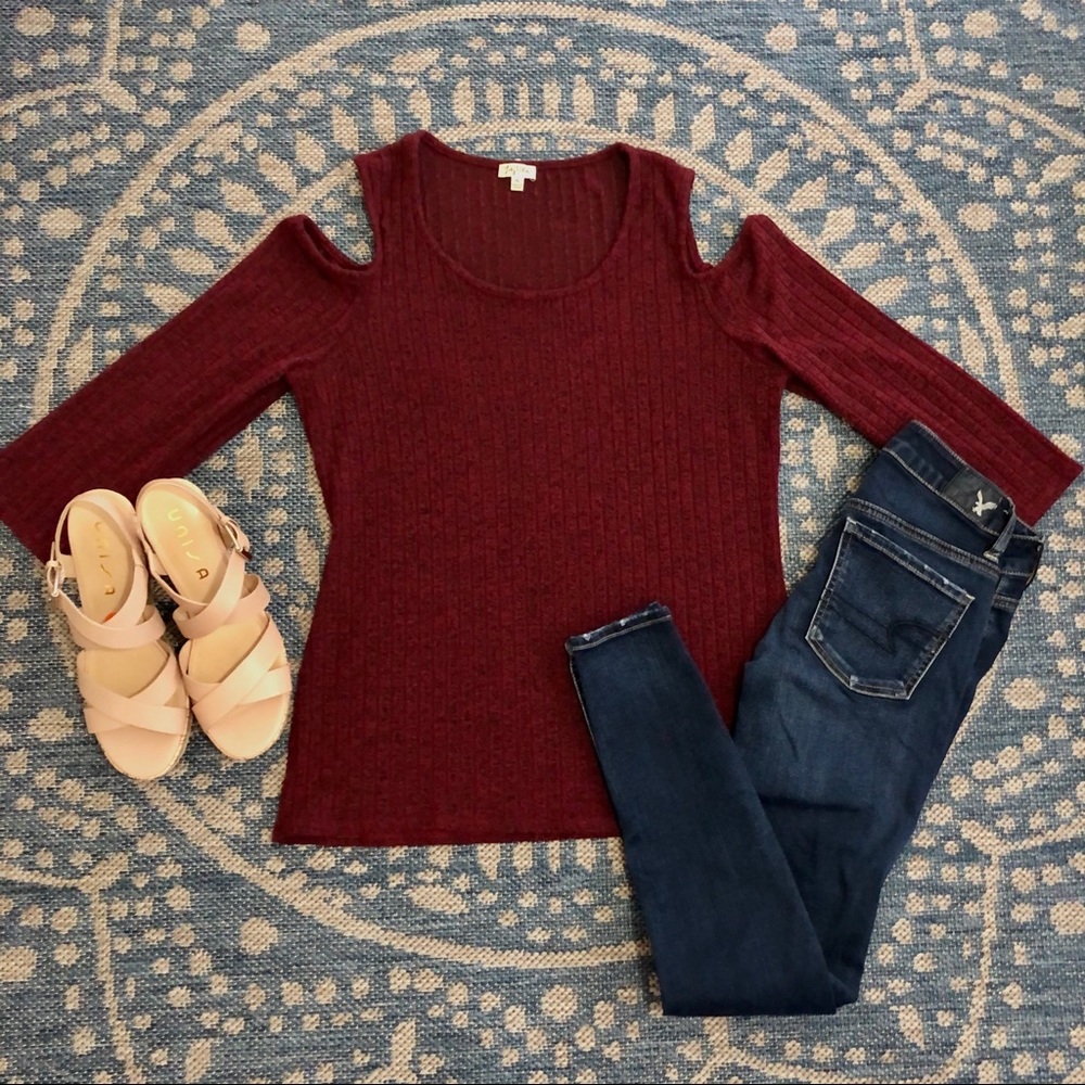 Lily White Cold Shoulder Long Sleeve Shirt